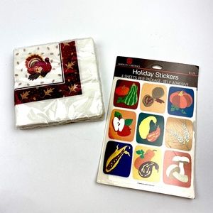 Vintage Thanksgiving Turkey Beverage Napkins American Greeting & Autumn Stickers